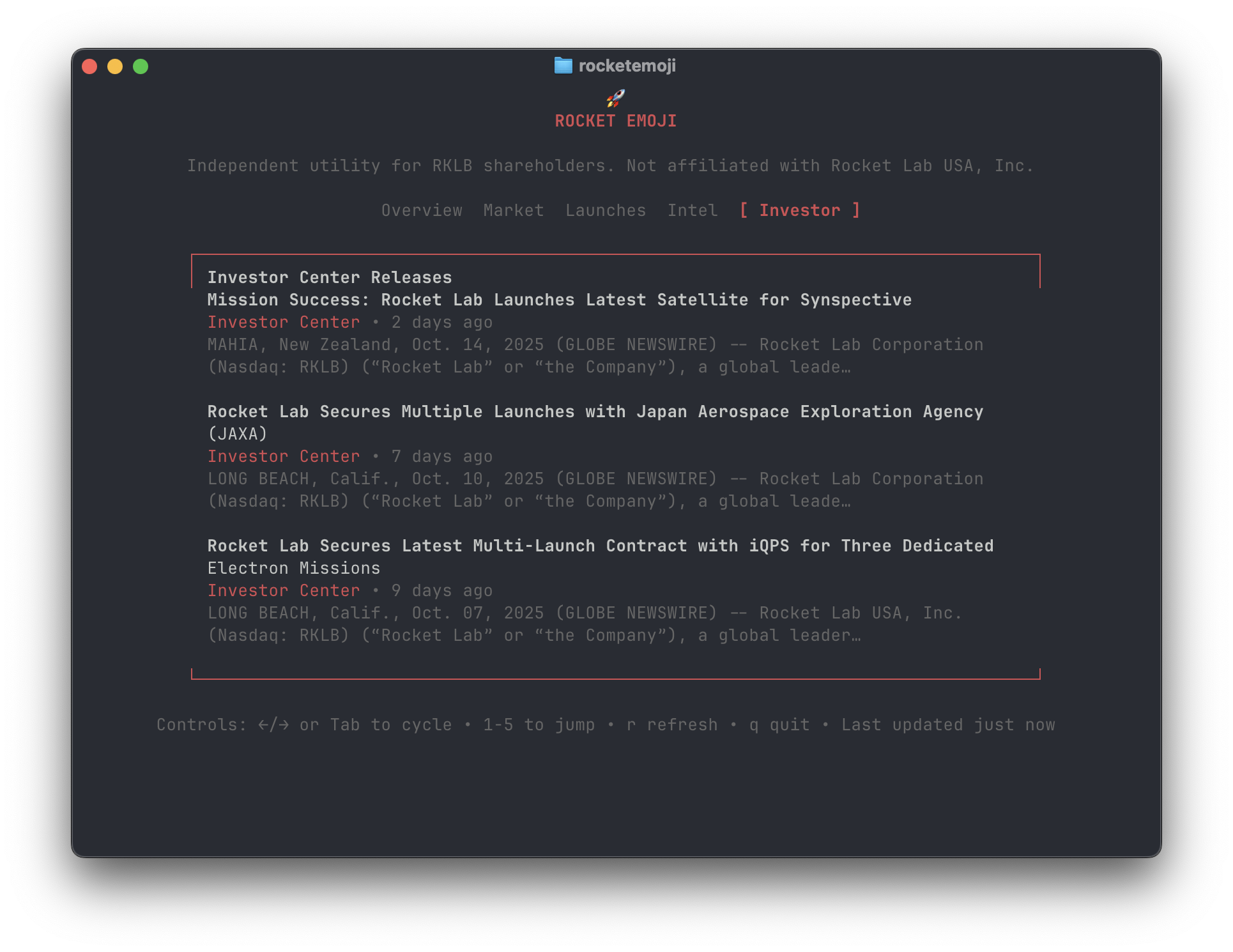 Investor tab preview