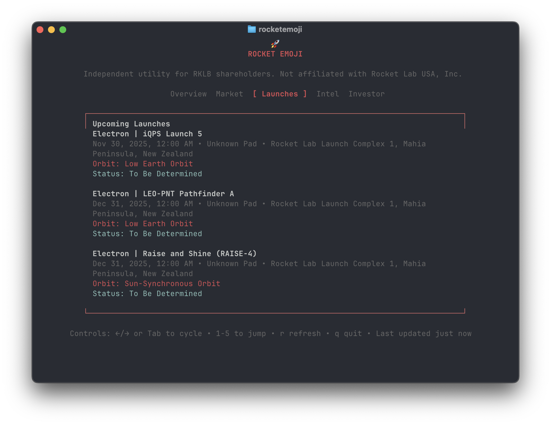 Launches tab preview